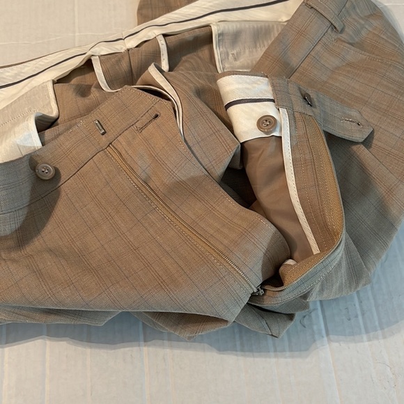 Zandello Tan Blue Stripes Mens Suit Jacket and Pants Tuxedo size 52R and 46R - Picture 14 of 17